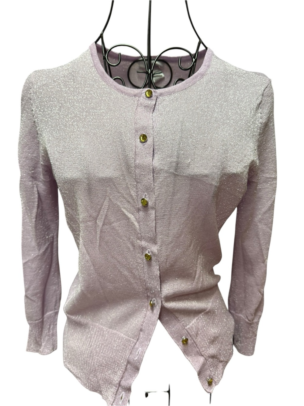 Cache Lilac Long-Sleeve Button Front Top Jewel Buttons Medium - Picture 3 of 8